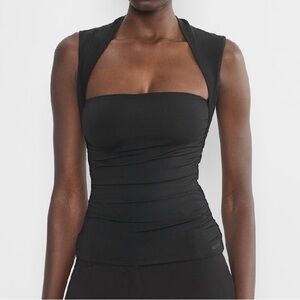 Aritzia Original Contour Flourish top. Black Sleeveless Ruched Top NWT size XL